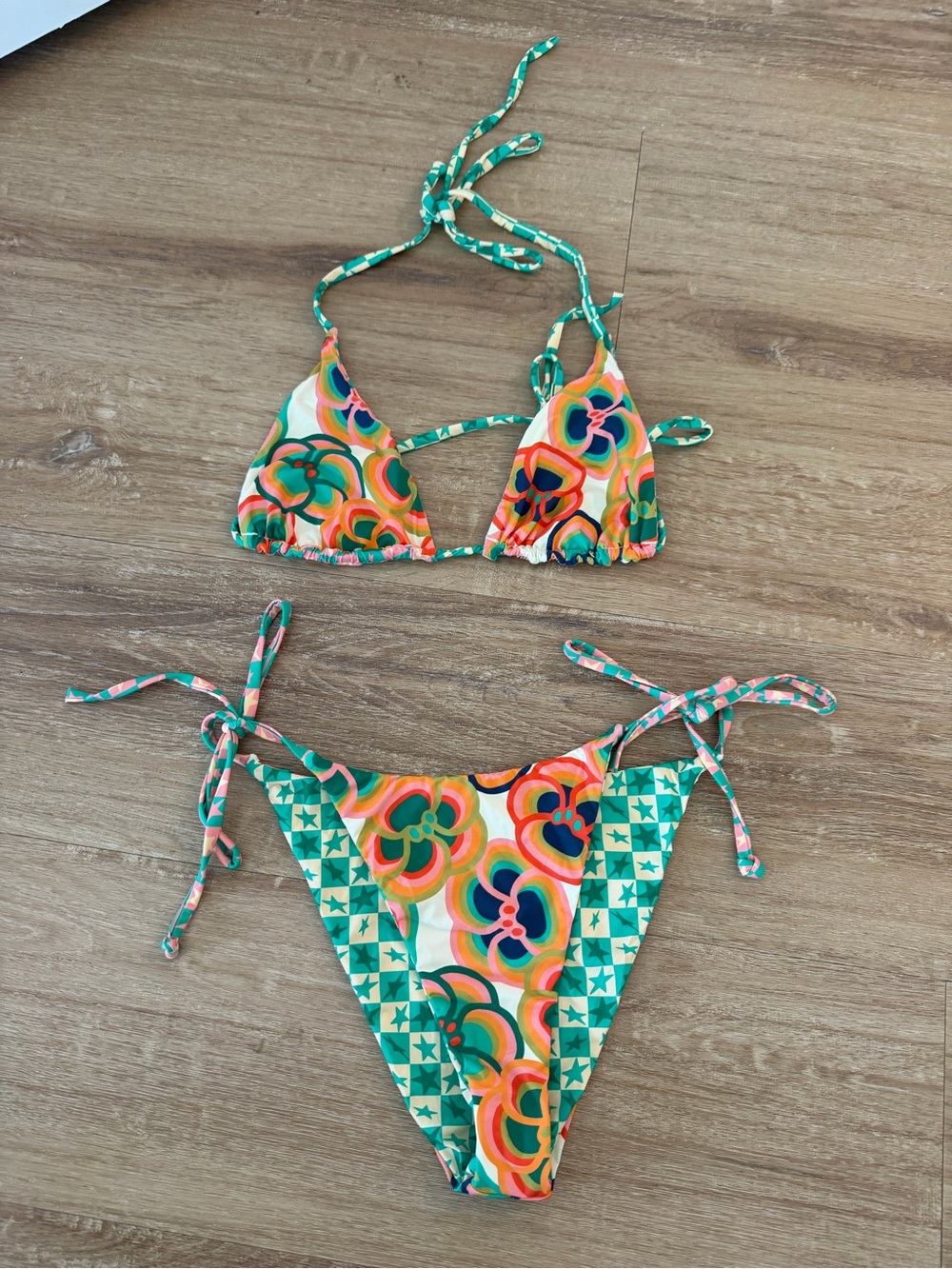 Billabong x Mami Wata Multicolor Floral & Geometric Tie-Side Bikini
